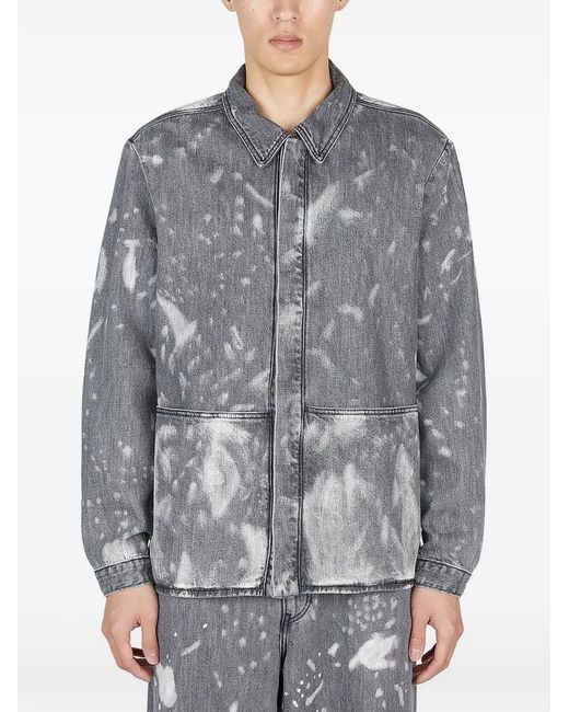 Ahmed Amer Gray Bleached Denim Jacket for men