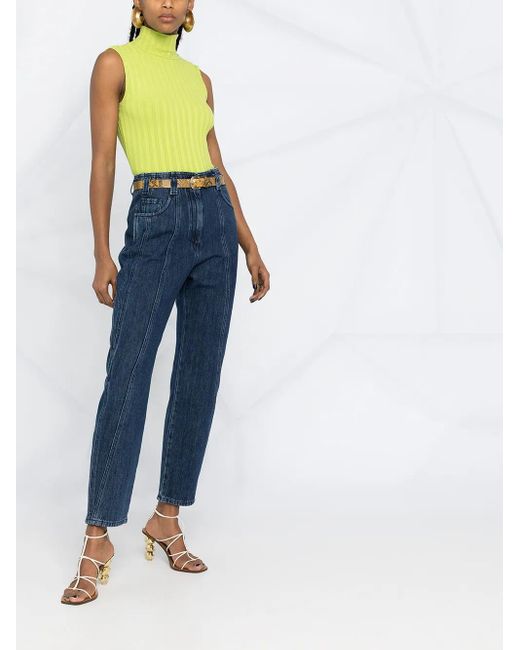 Alberta Ferretti Blue High-Rise Straight Jeans