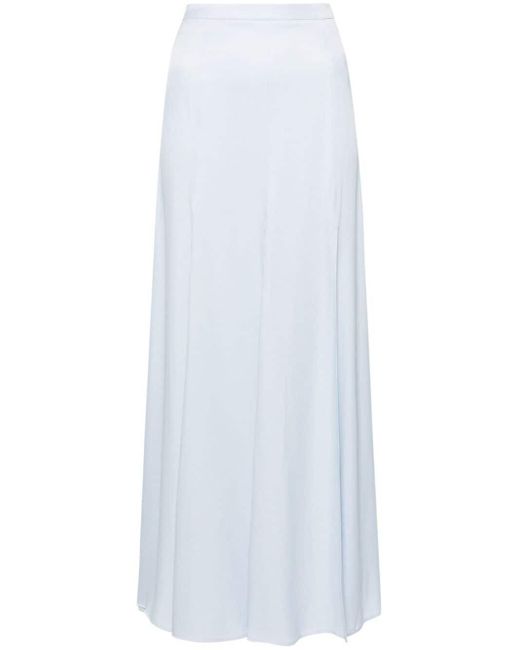 Twin Set White High-waisted Flared Maxi Skirt