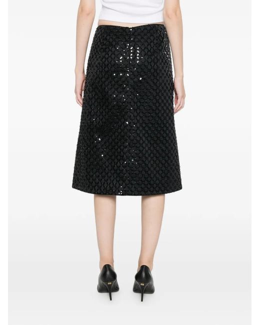 Dorothee Schumacher Black Patterned Midi A-Line Skirt