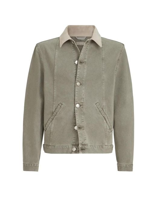 Brunello Cucinelli Gray Garment-Dyed Outerwear Jacket for men