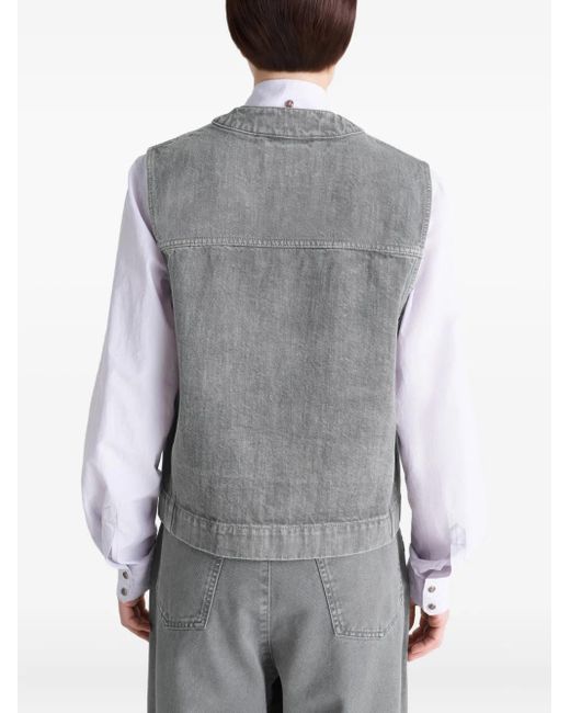Lemaire Gray Button-Fastening Denim Gilet