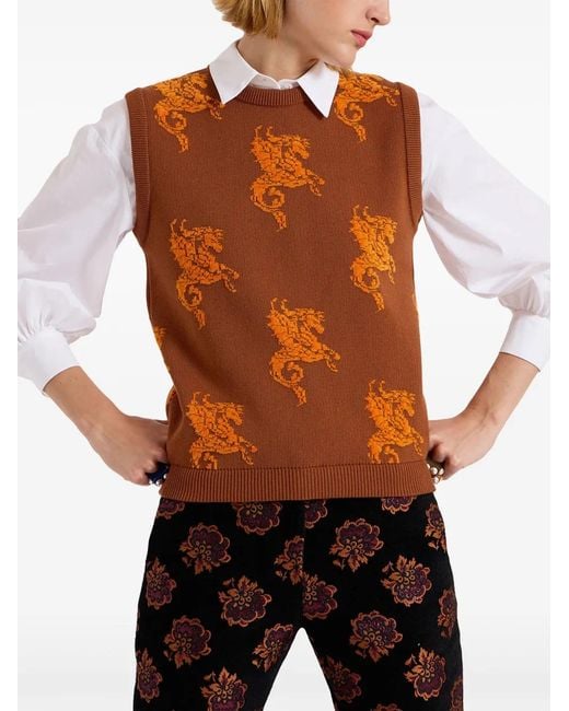 LaDoubleJ Orange Ribbed Flocked Knit Vest
