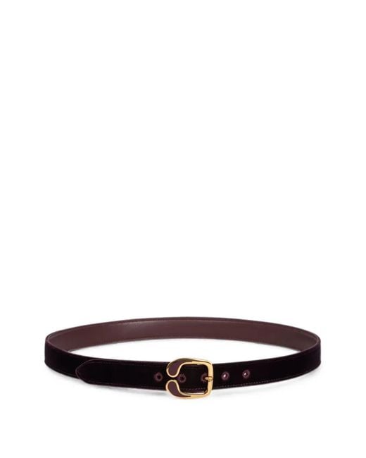 Etro White Velvet Belt With Enamelled Paisley Buckle