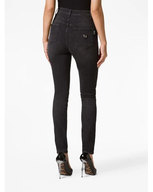 Philipp Plein Black Distressed-Effect Skinny Jeans