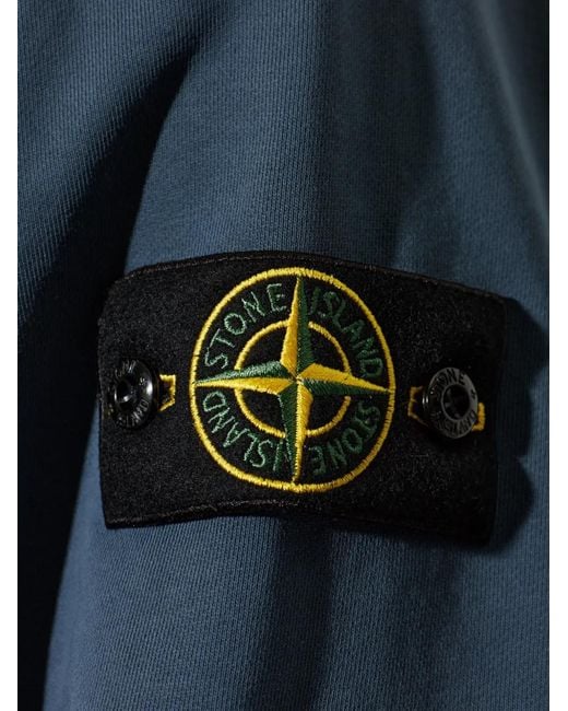 Stone Island Blue Ribbed Neckline Raglan Sleeve Sweater for men
