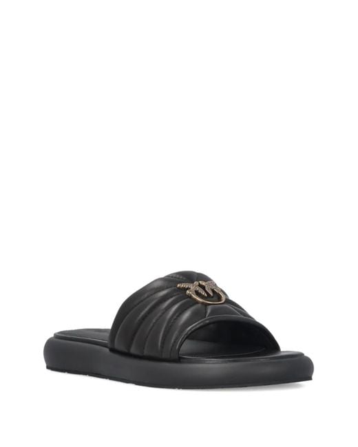 Pinko Black 'Fiona' Leather Slides