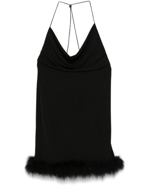 Coperni Black Boa Mini Dress