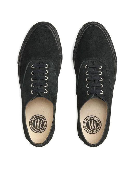 RRL Black Lace-Up Leather Sneakers for men