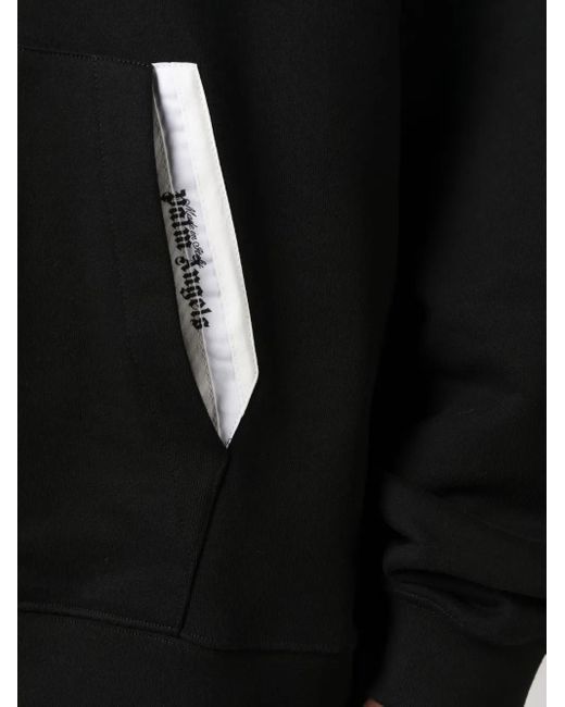 Palm Angels Black Sartorial Tape Cotton Hoodie for men