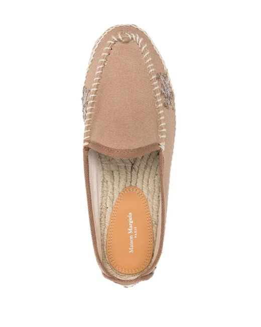 Maison Margiela Natural Embroidered Canvas Espadrilles