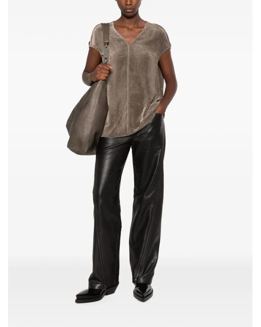Rick Owens Brown V-Neck Blouse