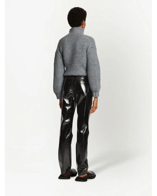 Proenza Schouler Black Lacquered-Effect Straight-Leg Trousers