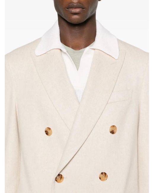Lardini Natural Double-Breasted Coat for men