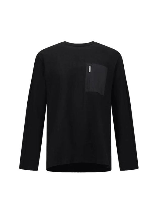 Laminar Black Zip-Pocket Long-Sleeve T-Shirt for men