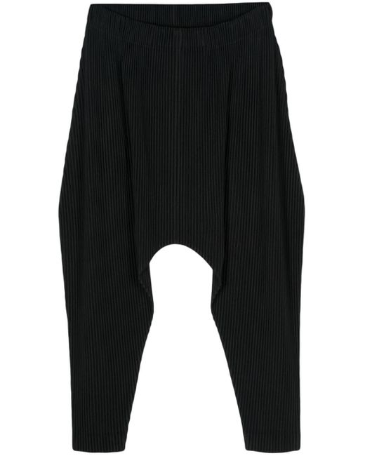 Homme Plissé Issey Miyake Black Pleated Drop-crotch Trousers for men