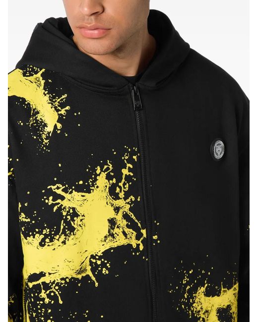 Philipp Plein Blue Zip Hoodie Splash for men