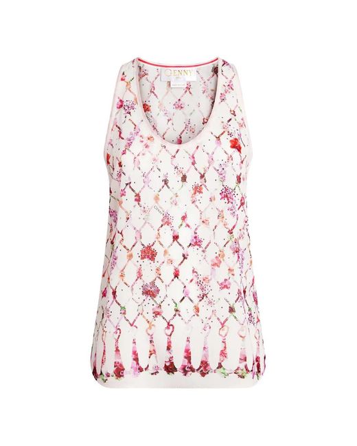 Genny White Floral-Print Sleeveless Top