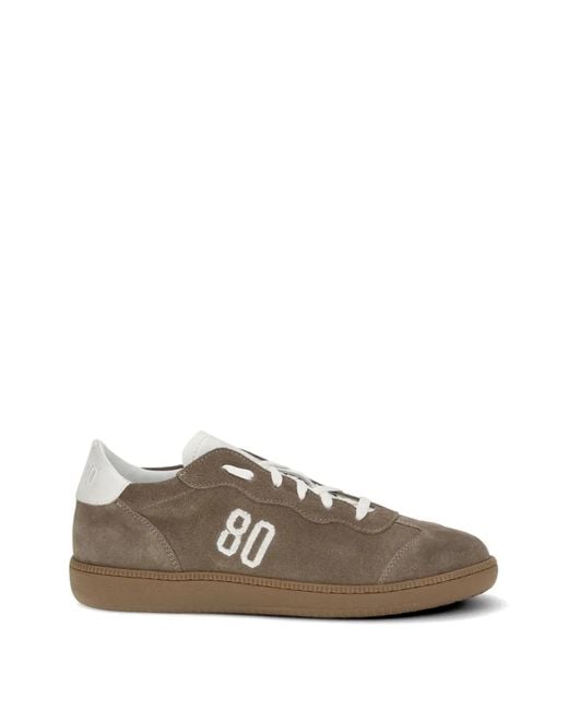 Be980 Brown Harvard 1 Logo-Embroidered Suede Sneakers
