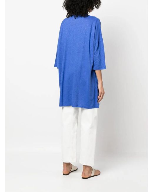 Majestic Filatures Blue Three-Quarter Sleeve Tunic Top