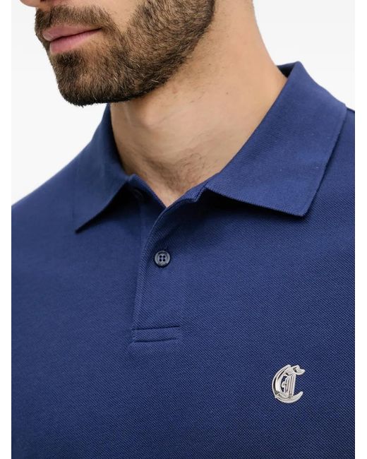 Just Cavalli Blue Logo Polo Shirt for men