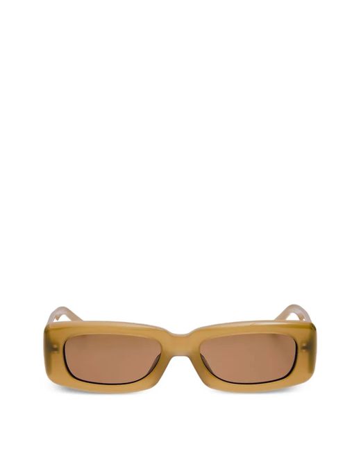 The Attico Natural Mini Marfa Rectangle-Frame Sunglasses