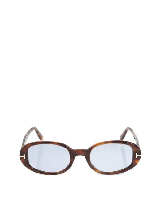 Tom Ford White Iggy Tortoiseshell-Effect Oval-Frame Sunglasses