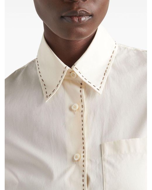 Vestido camisero con apliques Prada de color White