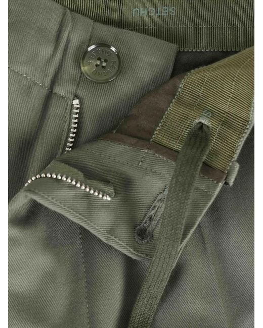 Setchu Green Creased Cargo Pants for men