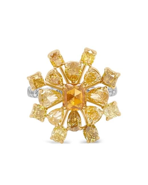 HYT Jewelry 18Kt Geel- En Witgouden Ring Met Diamant in het Metallic