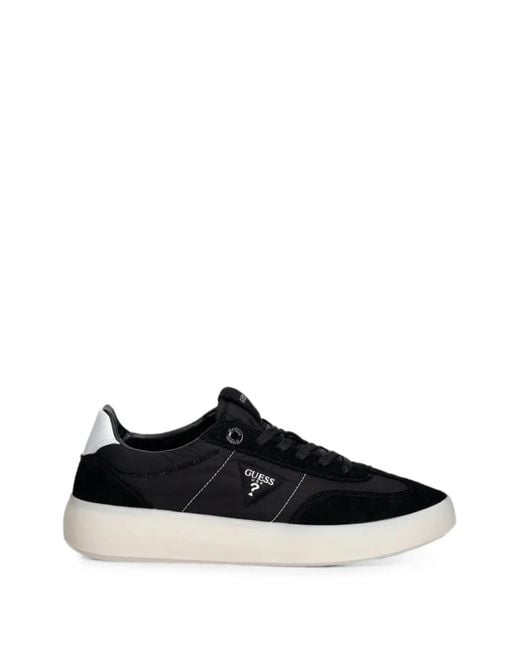 Guess Black Logo-Patch Low-Top Sneakers