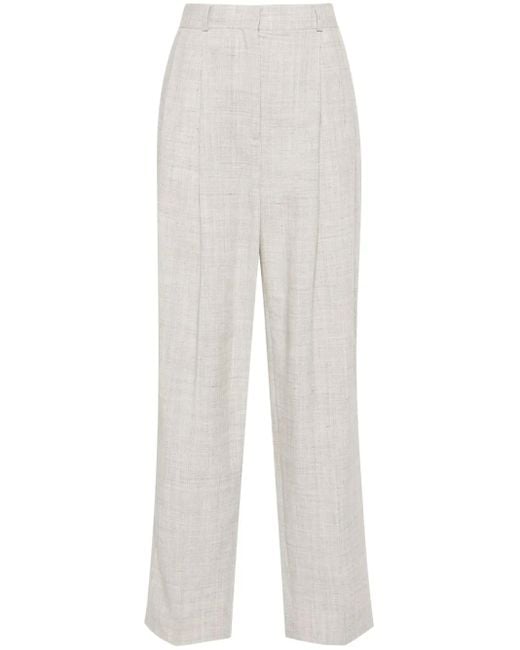 Totême White Double-Pleated Tailored Trousers