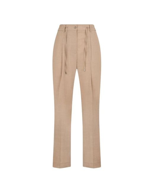 Moorer Natural Antonia High-Waisted Drawstring Trousers