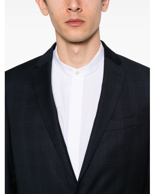 Etro Blue Checked Single-breasted Suit for men