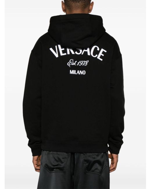 Versace Hoodie Met Geborduurd Logo in het Black voor heren