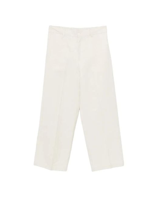 Costumein White Button-Fastening Trousers for men