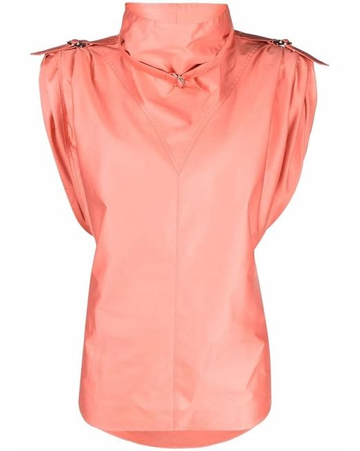 Isabel Marant Pink Belt-Detail Funnel-Neck Blouse