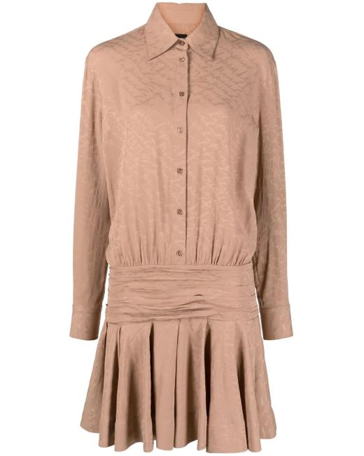 Pinko Natural Arzach Logo-Jacquard Shirtdress