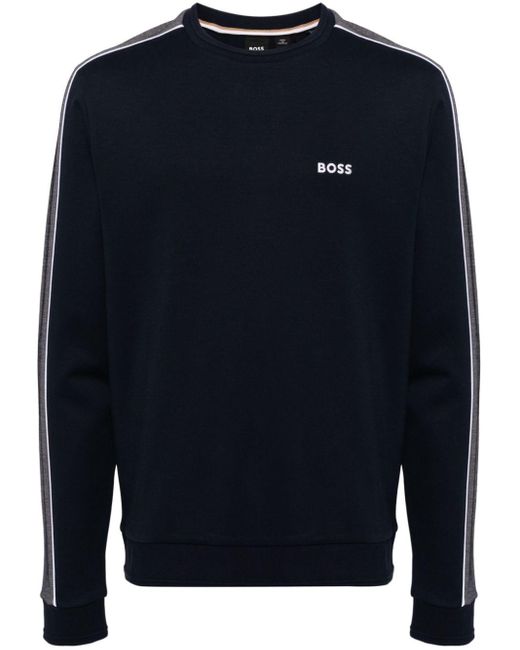 Boss Blue Logo-embroidered Sweatshirt for men