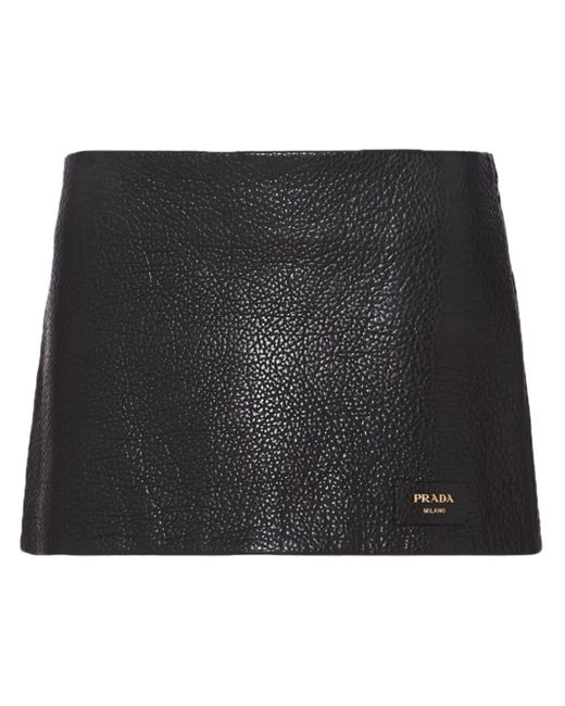 Prada Black Low-rise Leather Miniskirt
