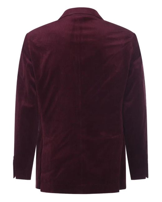 Brunello Cucinelli Purple Corduroy Double-Breasted Suit for men
