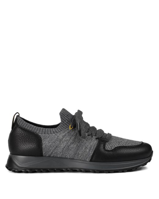 Doucal's Black Lace-Up Wool Sneakers for men