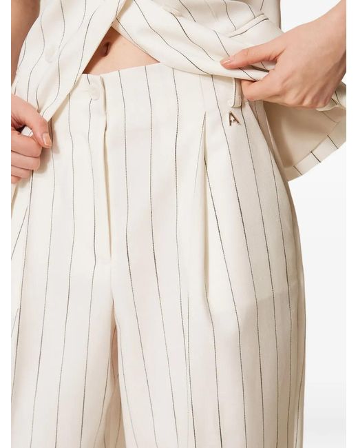 Twinset White Pinstripe Palazzo Trousers