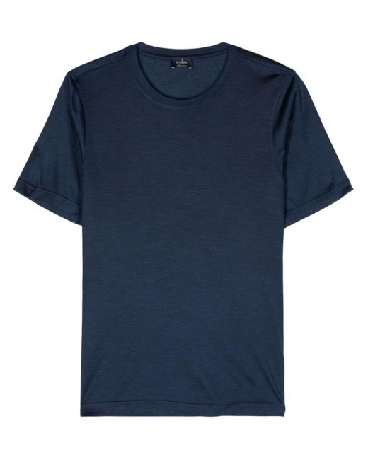 Barba Napoli Blue Crew-neck Silk T-shirt for men