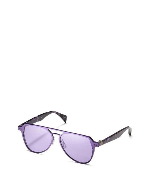 Discord Yohji Yamamoto Purple Geometric-Frame Double-Bridge Sunglasses for men