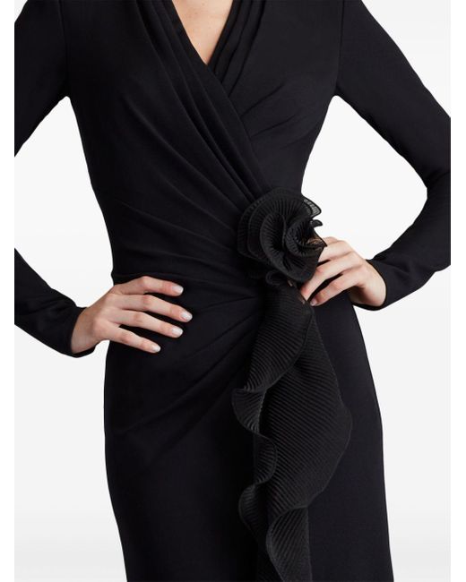 Robe portefeuille à manches longues Tadashi Shoji en coloris Black