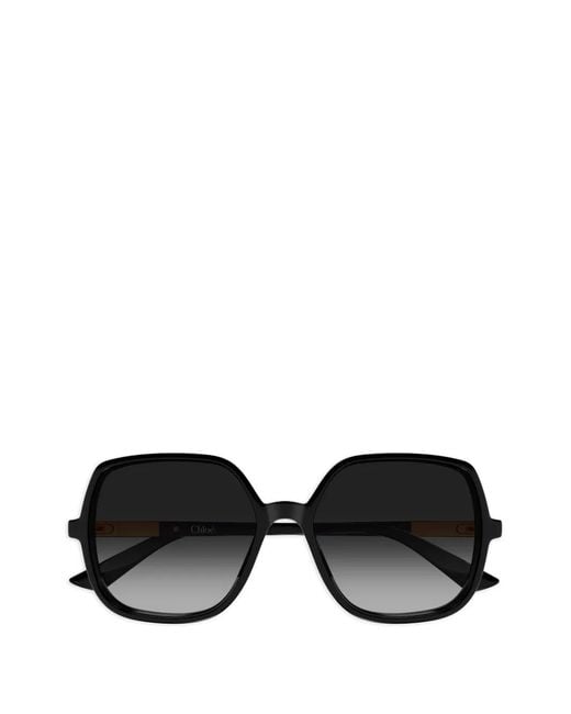 Chloé Black Oversized Geometric-Frame Sunglasses