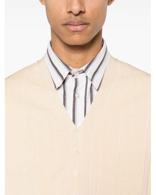 Jacquemus Natural Pleated Ribbed Cardigan for men