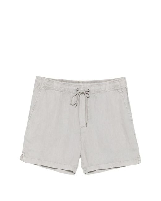 James Perse White Drawstring Linen Shorts for men