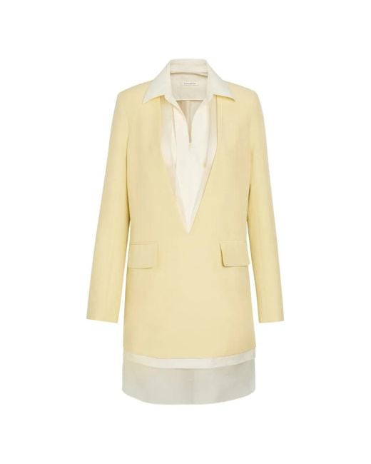Voranida White Layered-Design V-Neck Dress